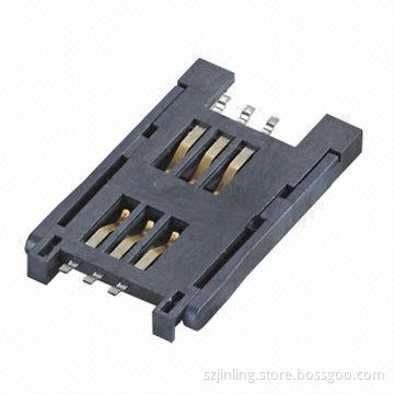 6P Mobile Phone SIM Card Holder with 100gf Cycles Duarability, 3A Current Rating, G/F Plating